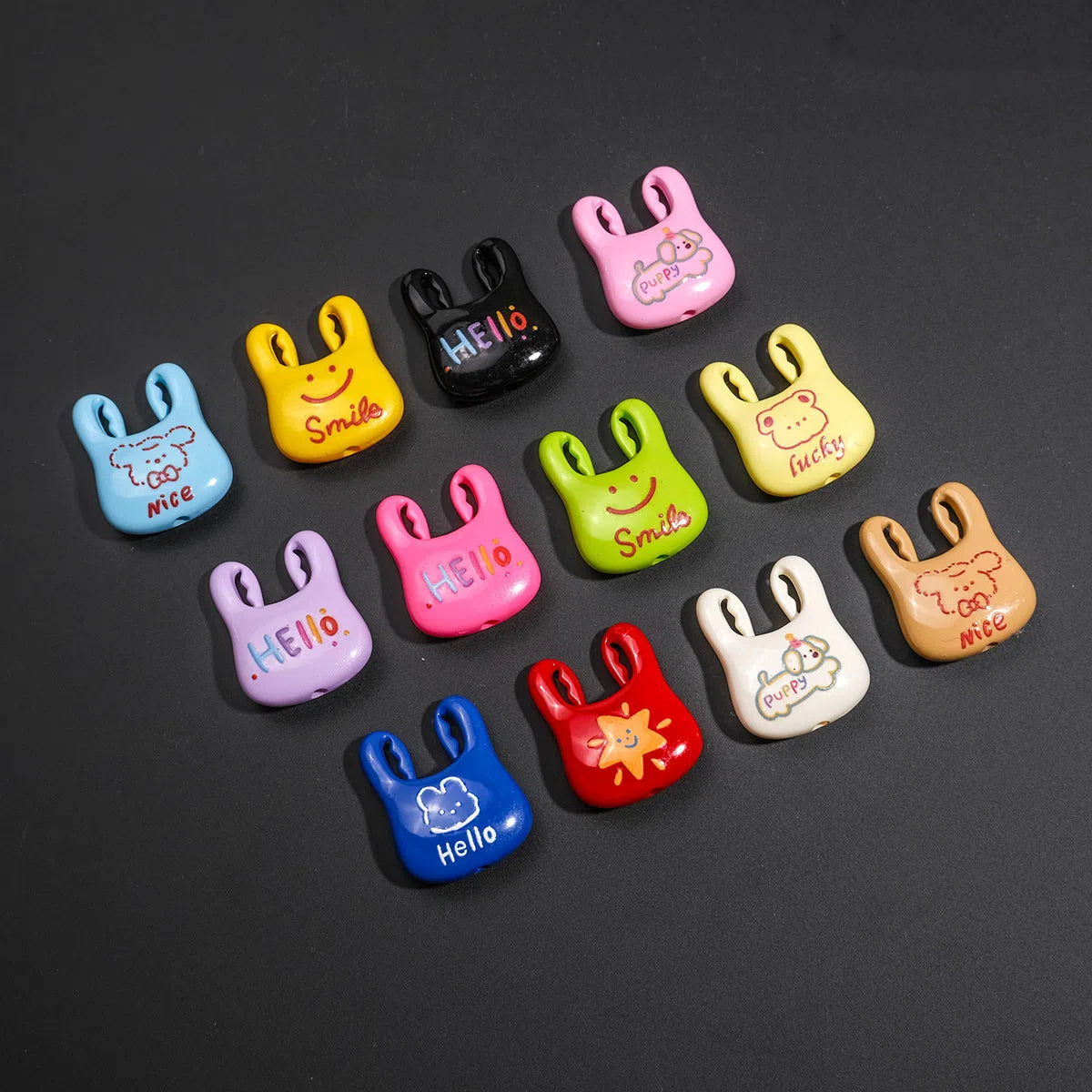 Painted Handbag Acrylic Beads 25mm Cartoon Pattern Bright Colors 10pcs 2
