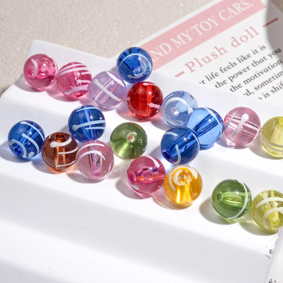 Clear Round Acrylic Beads 10mm Candy Swirl Pattern 100pcs 3
