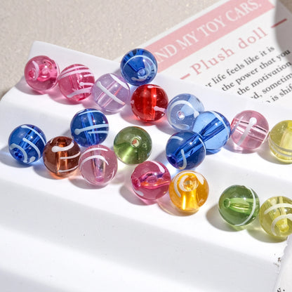 Clear Round Acrylic Beads 10mm Candy Swirl Pattern 100pcs 3