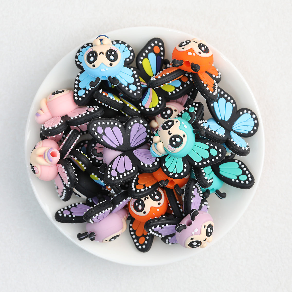 3D Colorful Butterfly Silicone Focal Beads 20Pcs  3