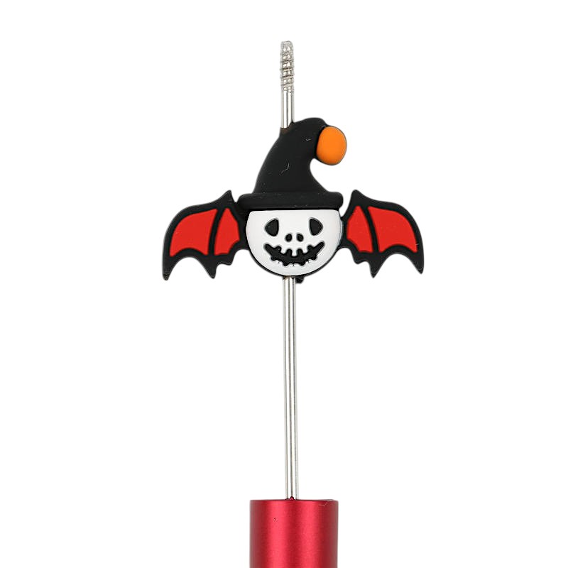Silicone 3D Focal Beads Halloween Witch Bat Red Wings Skull Faces 20pcs 3