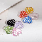 22mm Heart Shaped Transparent Color Stripe Acrylic Beads 50pcs 3