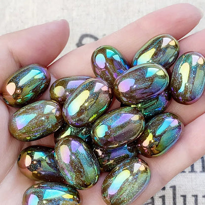 Electroplated Opal Jujube Shaped Resin Beads 21mm Iridescent 10pcs 4