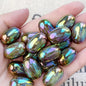 Electroplated Opal Jujube Shaped Resin Beads 21mm Iridescent 10pcs 4