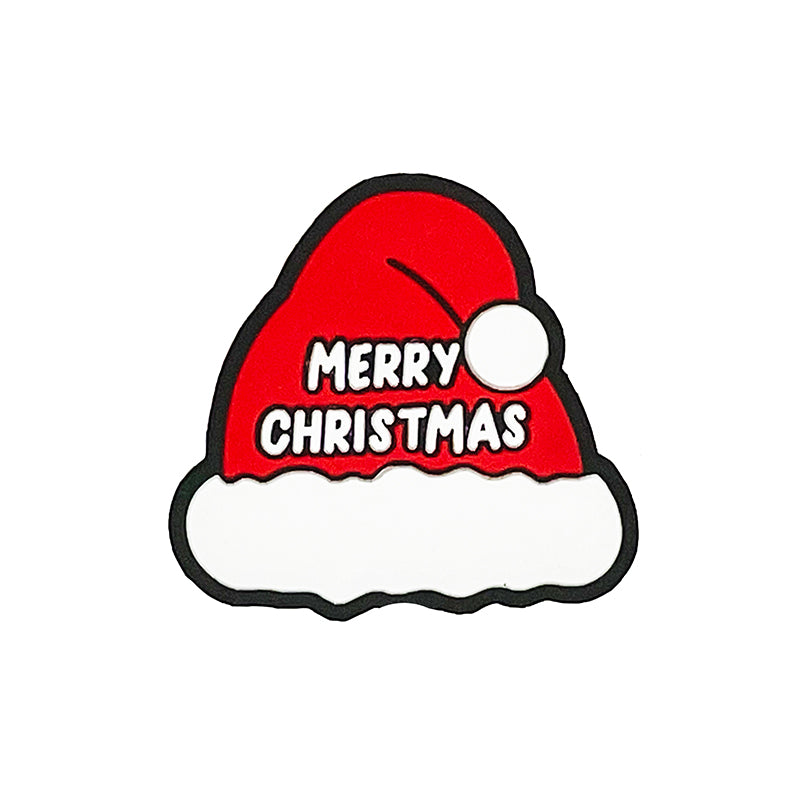 Silicone Focal Beads Christmas Hat Merry Christmas Text 20pcs