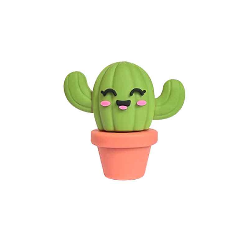3D Cute Cactus Planter Silicone Focal Beads Green Shades 20pcs 6