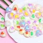Glow Acrylic Heart Beads Colorful Light In The Dark 2pcs 2