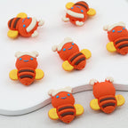 Cute 3D Bee Silicone Focal Beads Orange Yellow 20pcs