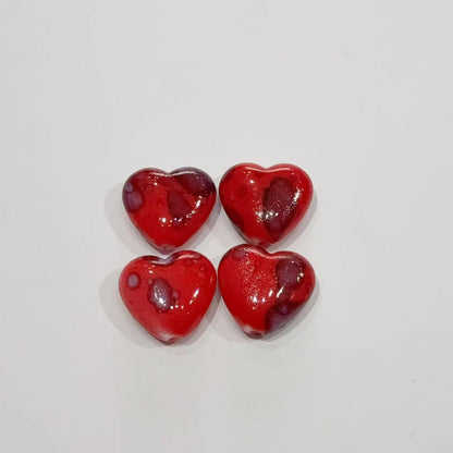 Blooming Ink Color Heart Acrylic Beads 15mm Colorful Mixed 100pcs 9