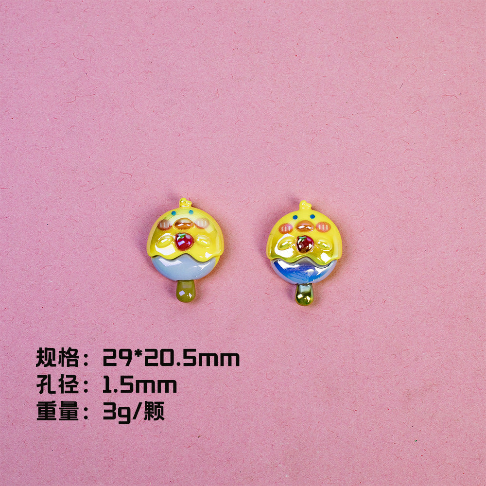 Adorable Animal Ice Cream Resin Beads Glossy Pastel Colors 10pcs 8