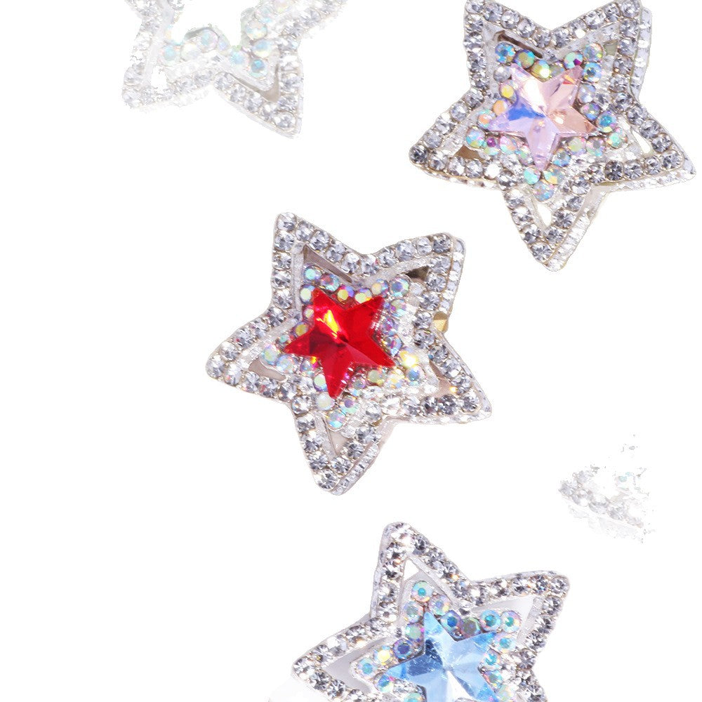Alloy Double-Sided Five Point Star Beads with Rhinestones 2pcs 5