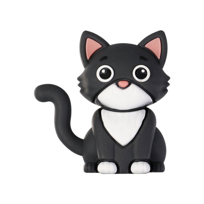 Silicone 3D Focal Beads Dark Cat Smiling Face Sitting Pose 20pcs 11