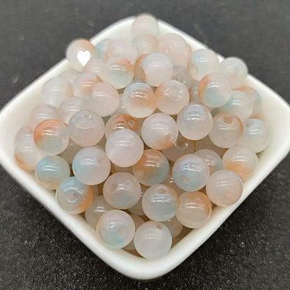 Dual Color Round Glass Beads 8mm Gradient Painted 100pcs 20