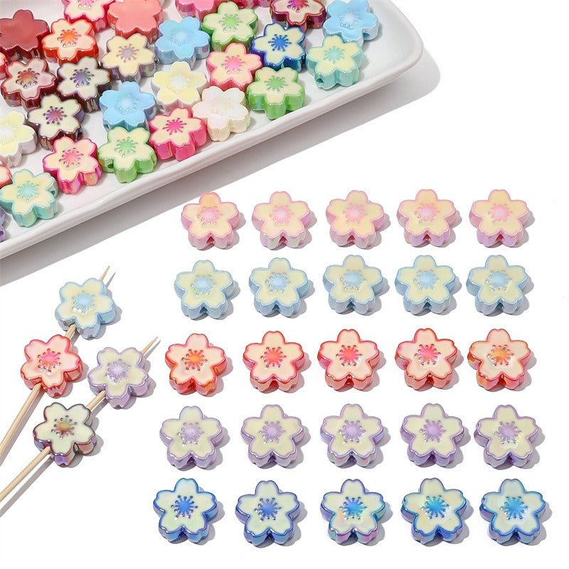 Ombre Sakura Flower Acrylic Beads 20mm Assorted Colors 4pcs 6