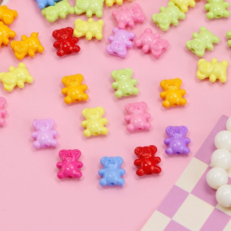 Colorful Bear Acrylic Beads 12x14mm Playful Design 20pcs 2