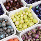 Impressionist Style 16mm Round Resin Beads Monet Oil Painting Effect 100pcs