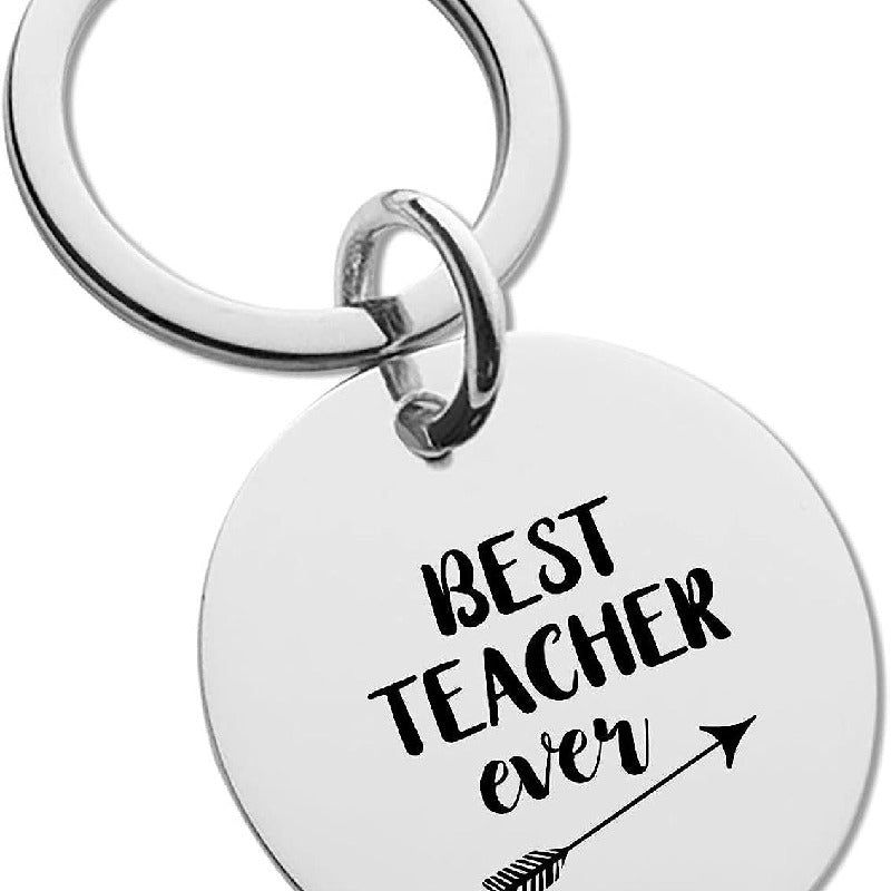 Stainless Steel Teacher Keychain Polished Silver Arrow Design