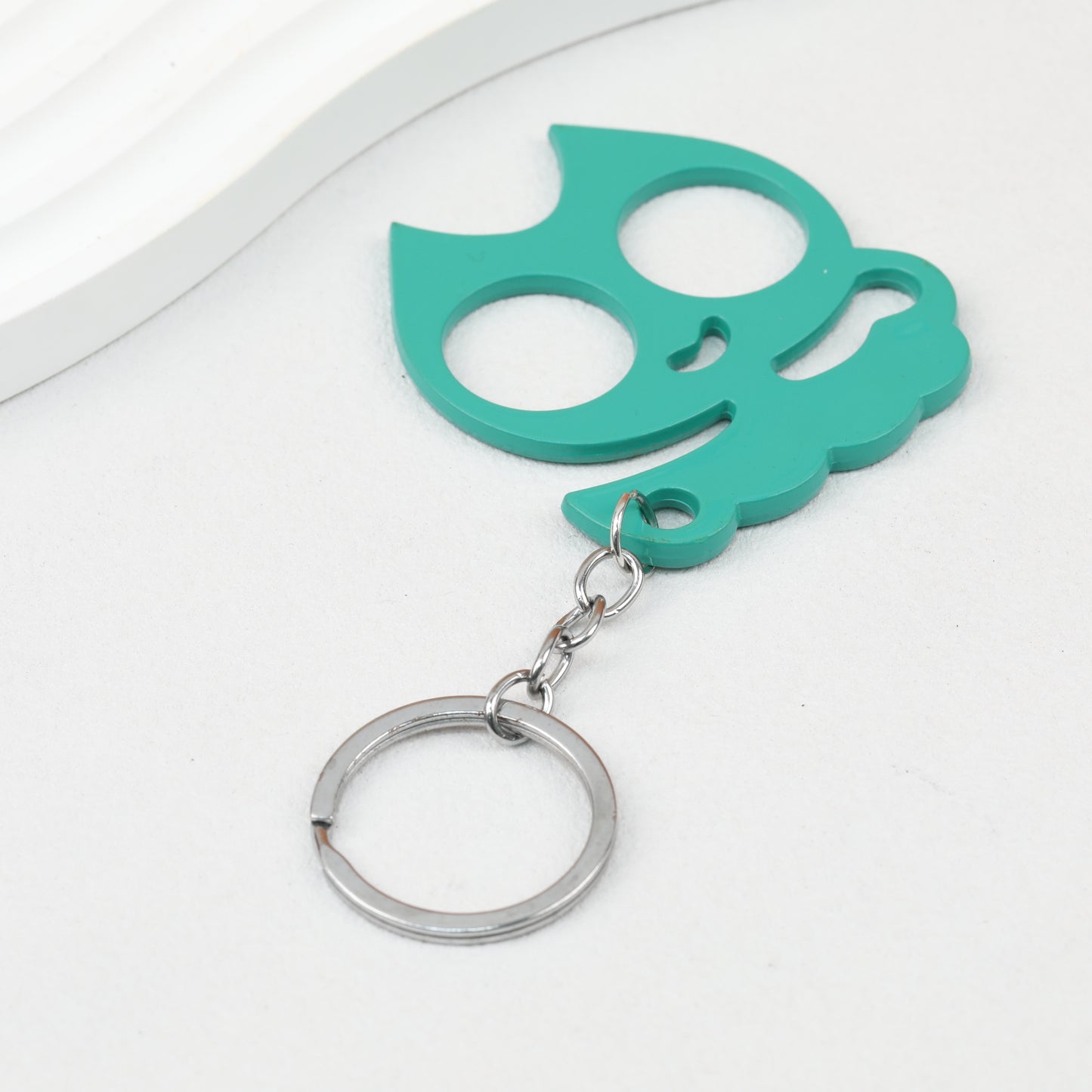 Cat Shaped Self Defense Keychain Survival Finger Clasp Compact
