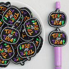 Pumpkin Trick-or-Treat Silicone Focal Beads Wholesale, Halloween Black Letter Design