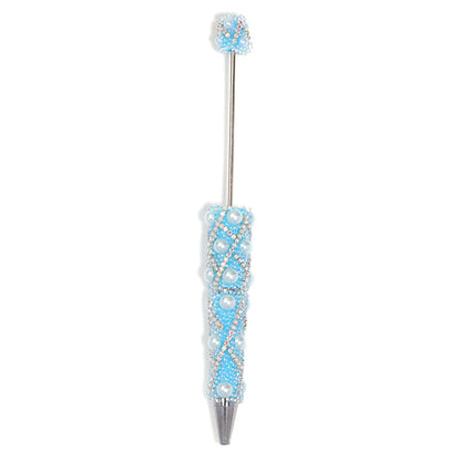 Beadable Pen with Rhinestone Pearl Chain Multicolor Rotating 5 Pcs 17