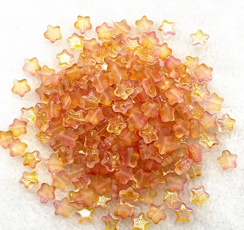 Pentagonal Star Glass Beads 8mm Transparent Pastel Colors 30pcs 31