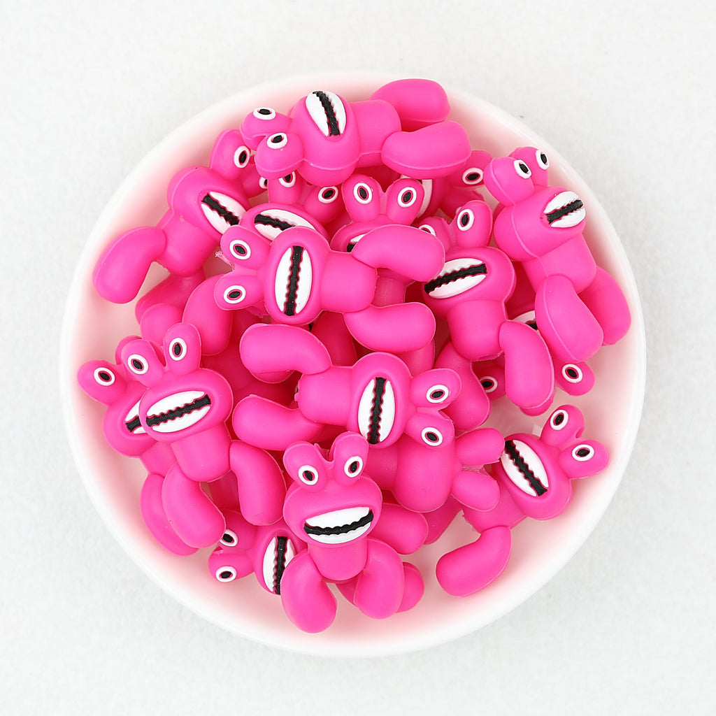 Bright Pink 3D Monster Silicone Focal Beads 20 pcs