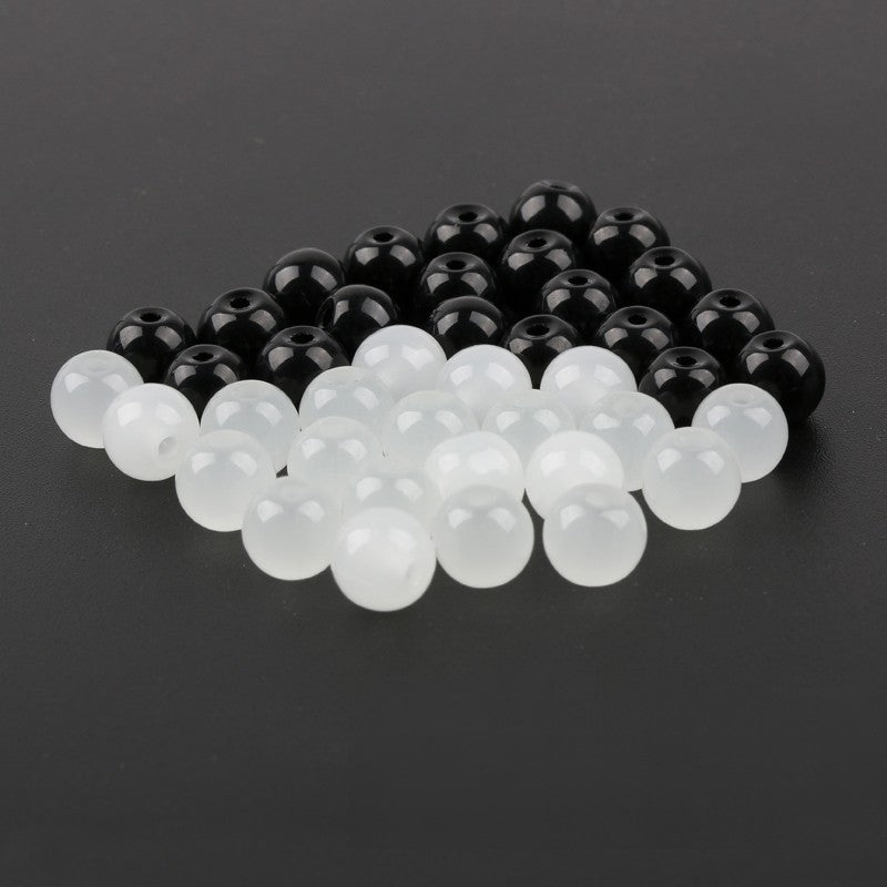 Electroplated Round Glass Beads 4-10mm Imitation Jade Black White 3