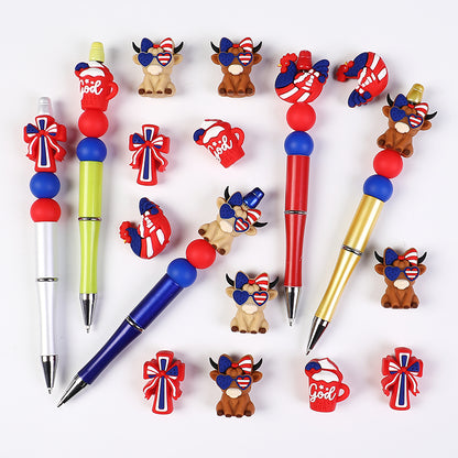 Silicone 3D USA Independence Day Focal Beads Patriotic Symbols 20pcs 7