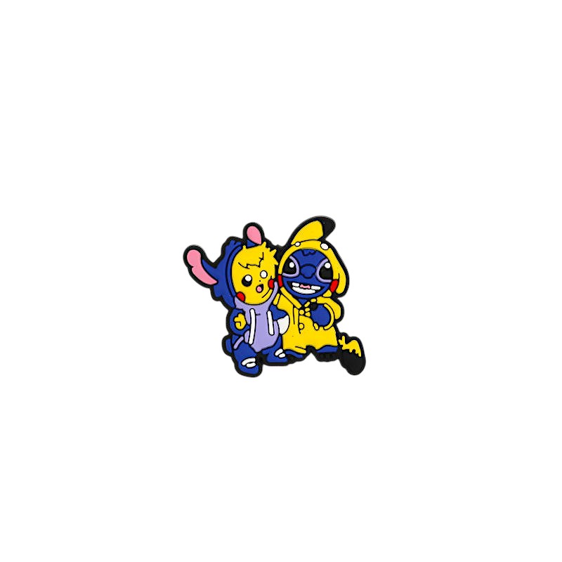Silicone Focal Beads Pikachu Stitch Characters Wearing Hoodies 20Pcs