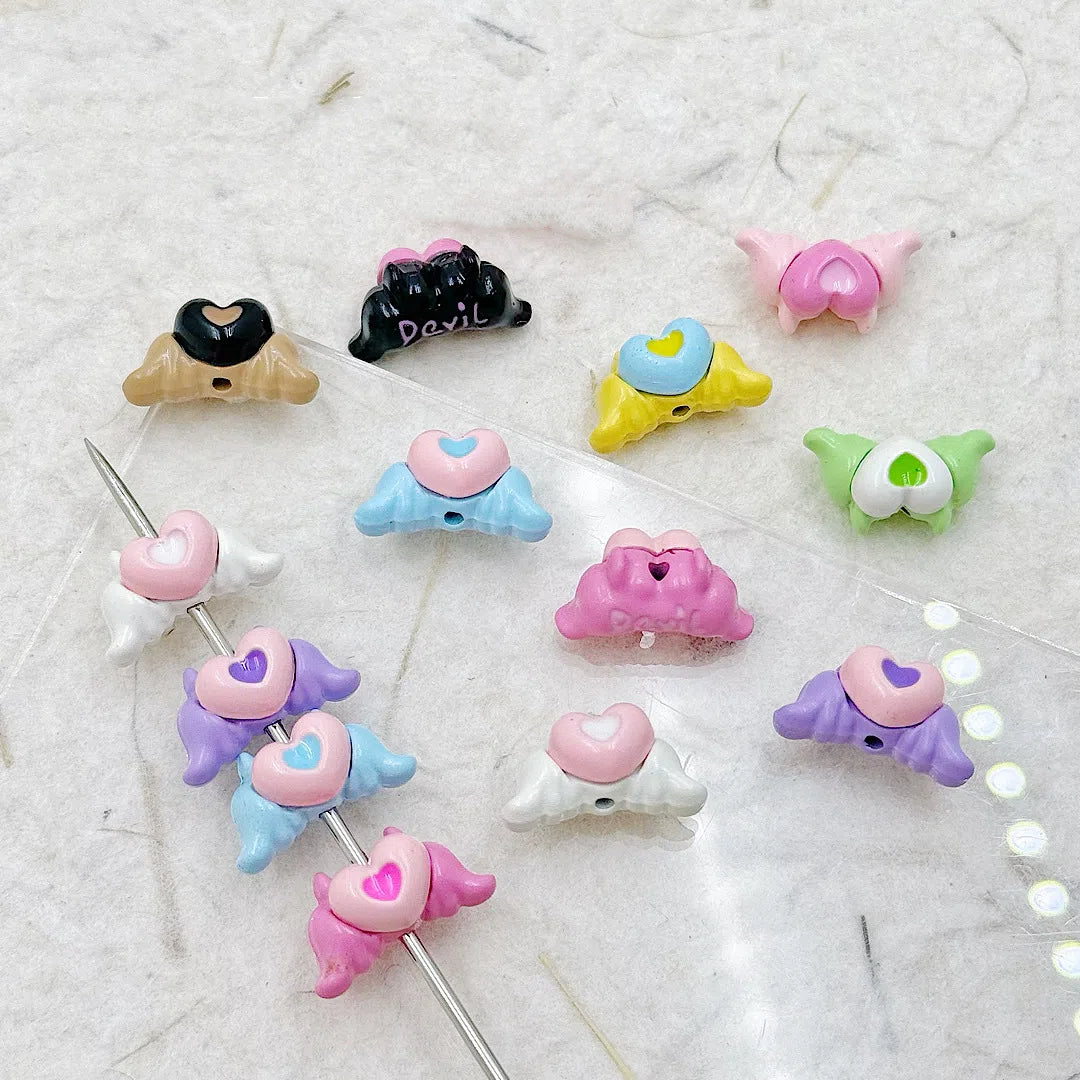 Devil Heart and Kitten Flower Metal Beads 17/15mm Baking Painted 18pcs 3