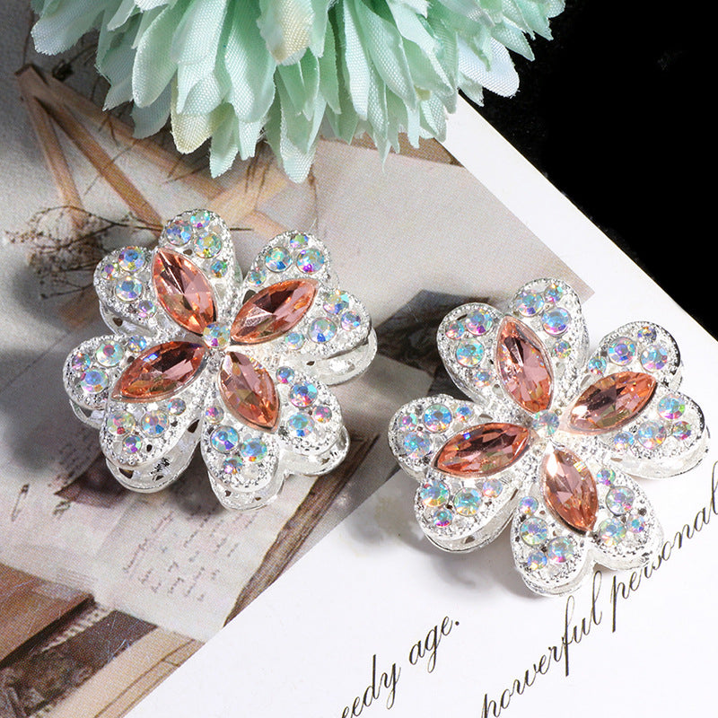 Alloy Clover Rhinestone Beads 30mm Fancy Decorative Charms 3pcs 14