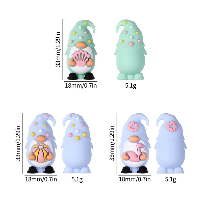 Silicone 3D Focal Beads Summer Dwarf Holding Flamingo 8