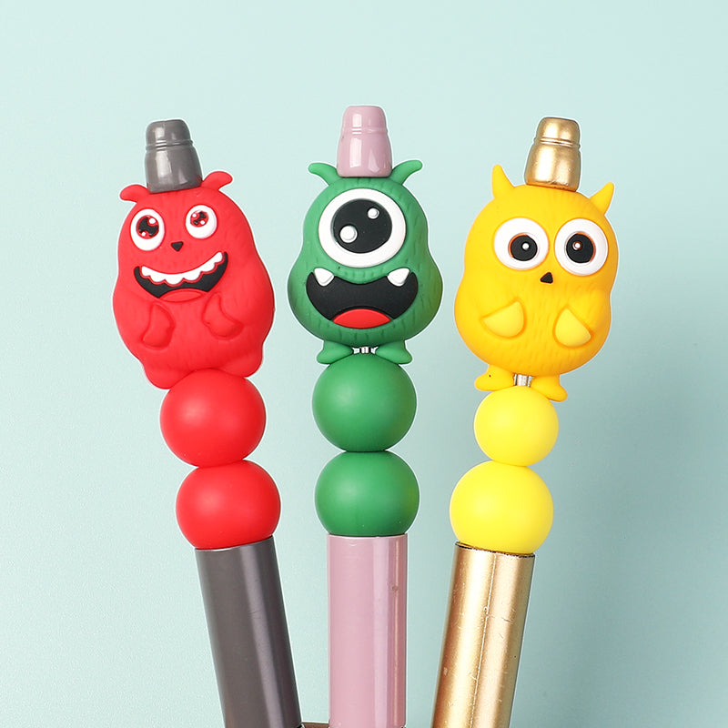 Silicone 3D Focal Beads Little Monster Bright Eyes Quirky Expressions 20pcs 17