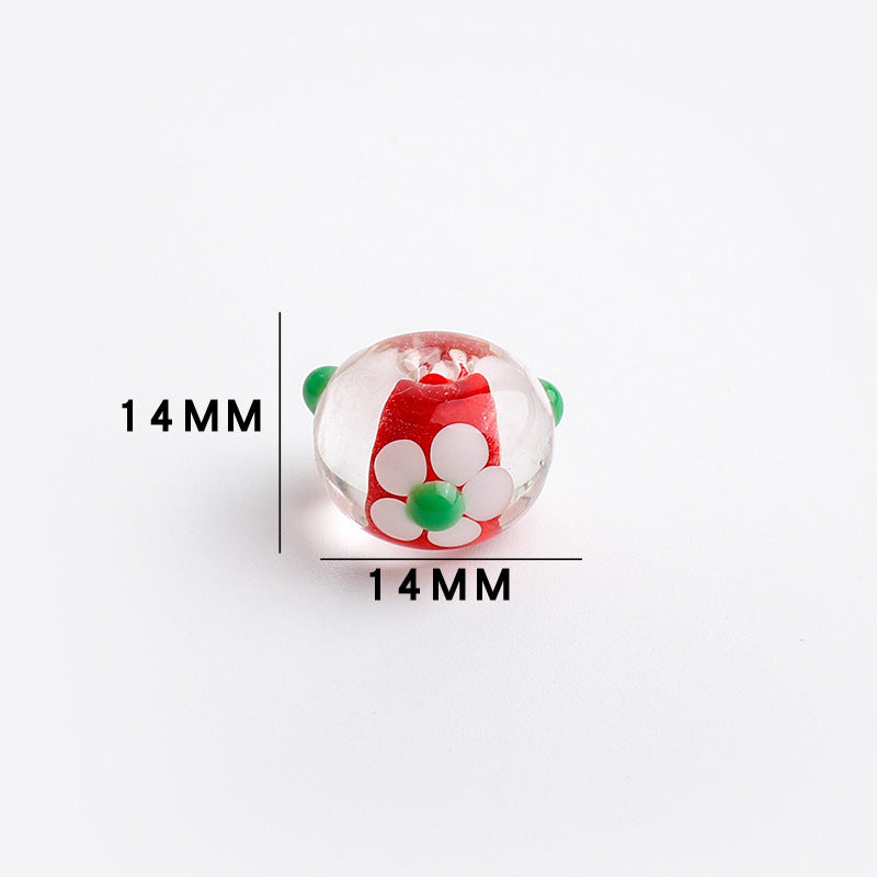 Dopamine-Themed Flower Glass Beads 14mm 10pcs 8