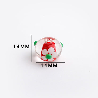 Dopamine-Themed Flower Glass Beads 14mm 10pcs 8