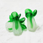 Lampwork Glass Beads Chinese Cabbage 9x20mm Translucent Green 20pcs