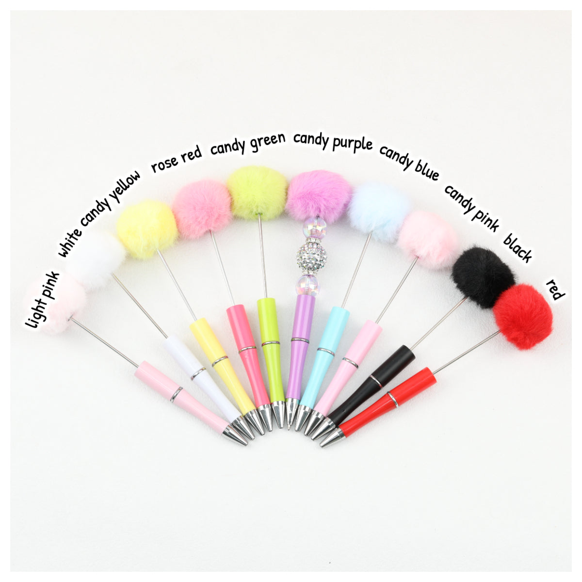 Beadable Pen Plush Pom-pom Colorful Ballpoint
