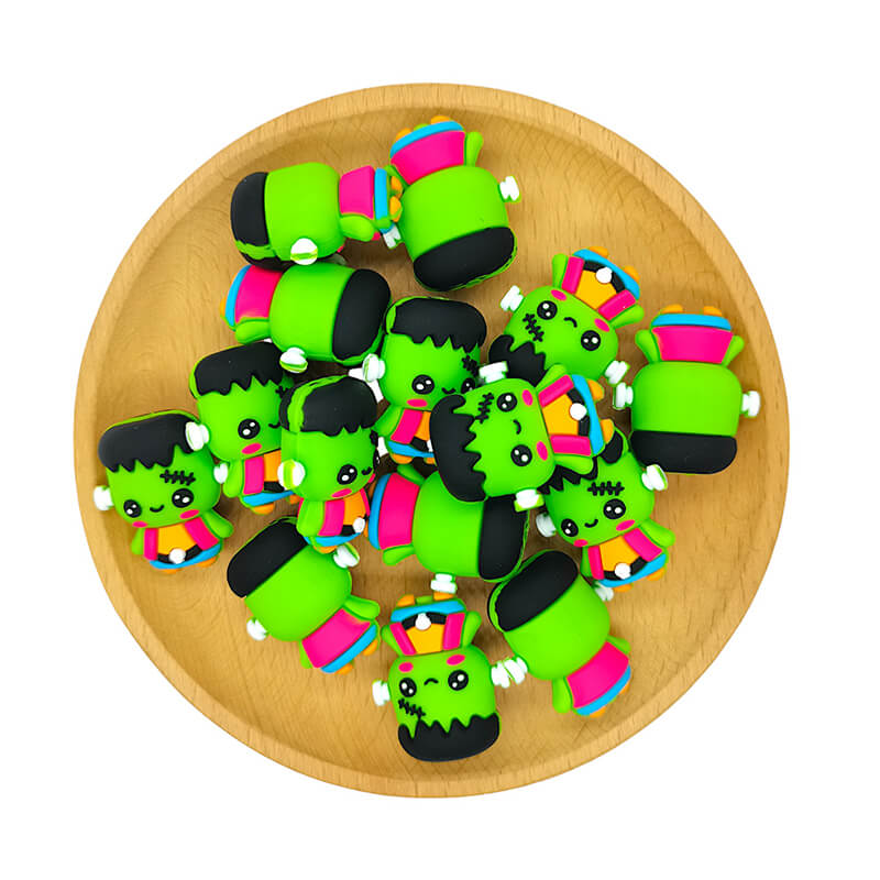 Silicone 3D Focal Beads Halloween Green Sprite Front Facing 2