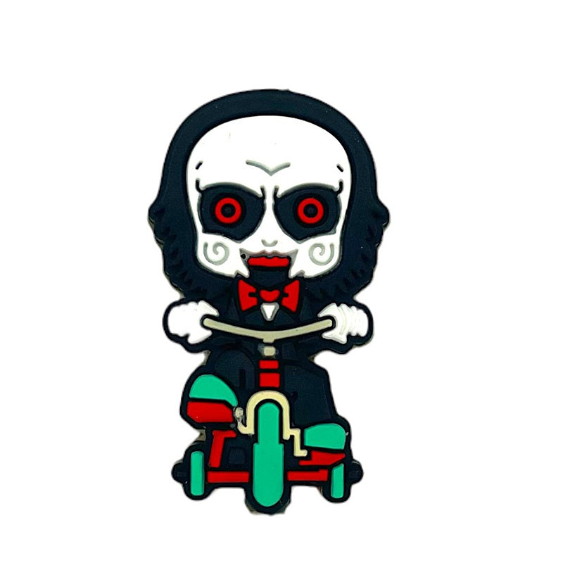 Silicone Focal Beads Halloween Clown on Bike Red Eyes 20pcs