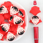 3D Vampire Silicone Focal Beads Wholesale, Halloween Red Cape Design