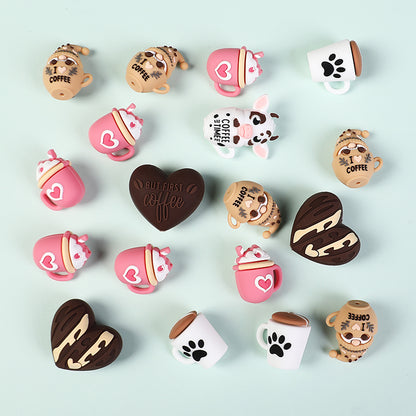 3D Coffee-Themed Silicone Focal Beads Cute Coffee Cups 20pcs 6