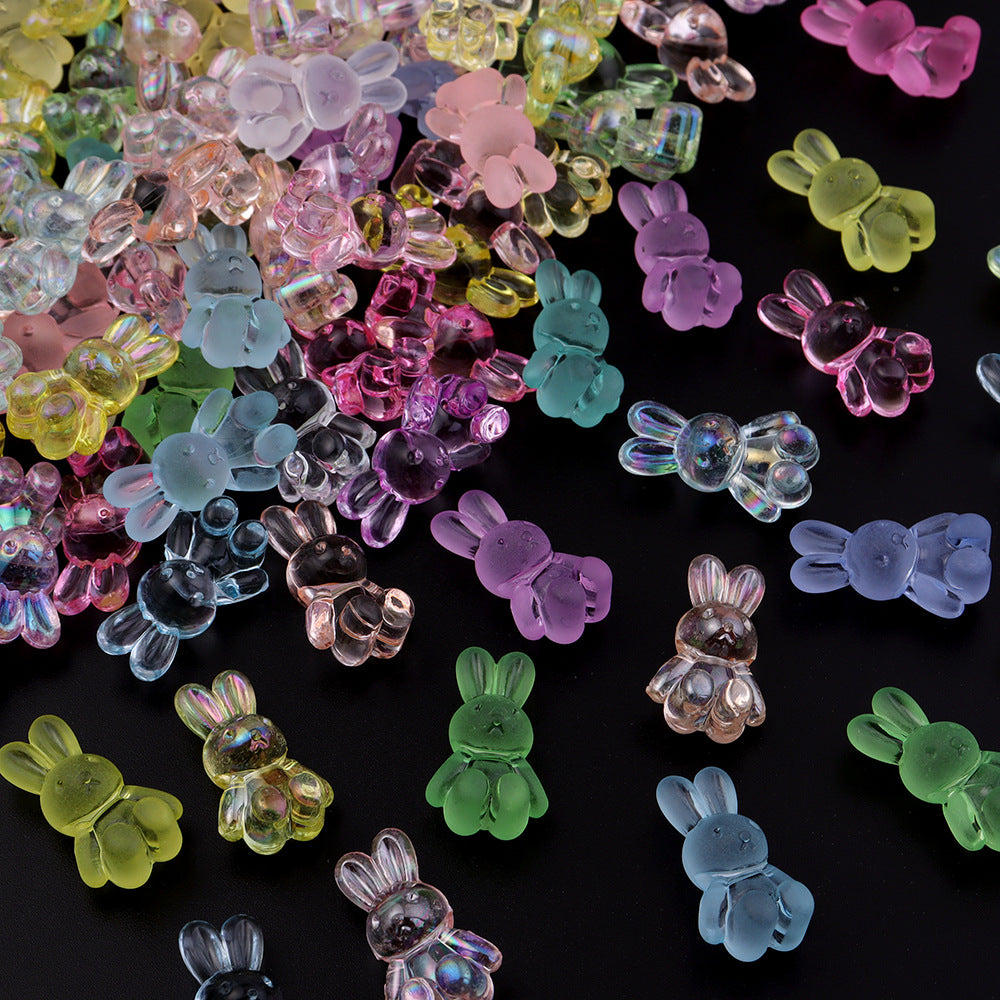 3D Bunny Glass Beads 14x24mm Translucent Pastel Mixed 30pcs 9
