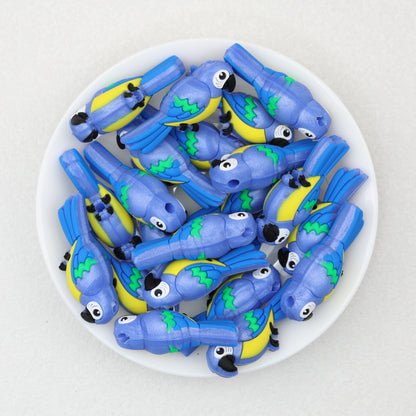 3D Colorful Feather Parrot Silicone Focal Beads 20pcs 3