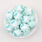 3D Blue Yeti Silicone Focal Beads Wholesale, Christmas Snowflake Winter Design