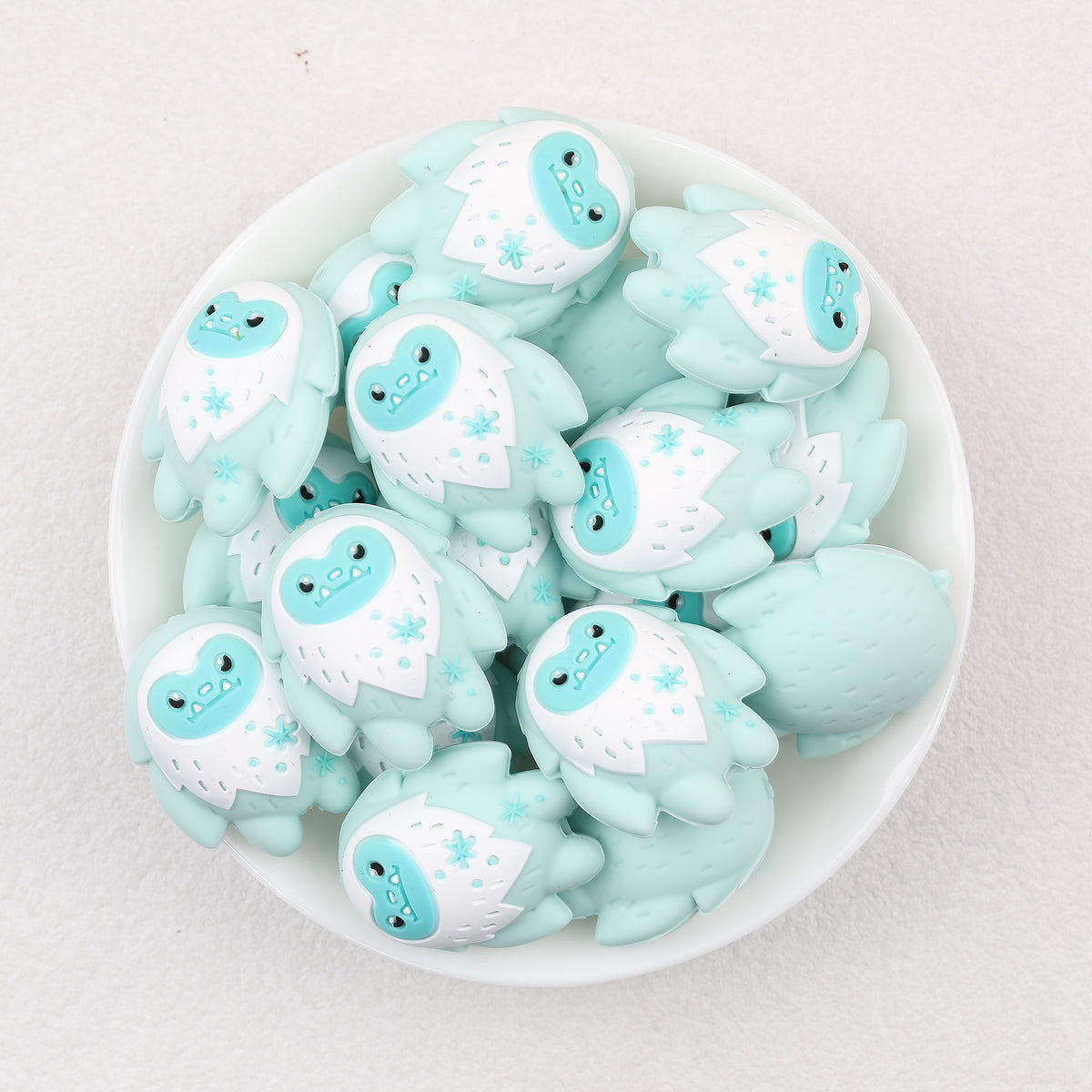 3D Blue Yeti Silicone Focal Beads Wholesale, Christmas Snowflake Winter Design