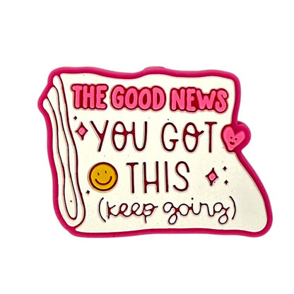 Silicone Focal Beads Keep Going Motivational Text Card Shape 20pcs 7