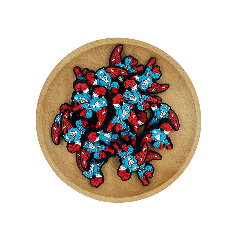 Silicone Focal Beads American Superhero Raised Fist and Shield 20pcs 2