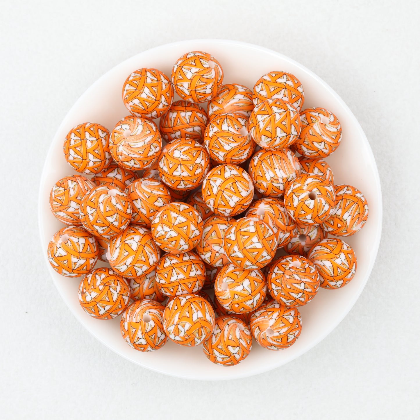 15mm Printed Pattern Round Silicone Beads 50pcs 5