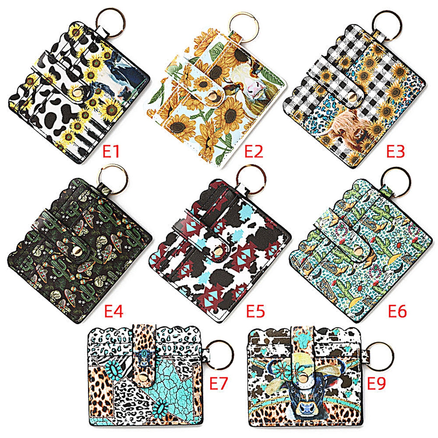 PU Card Holder Keychain Multi Patterned