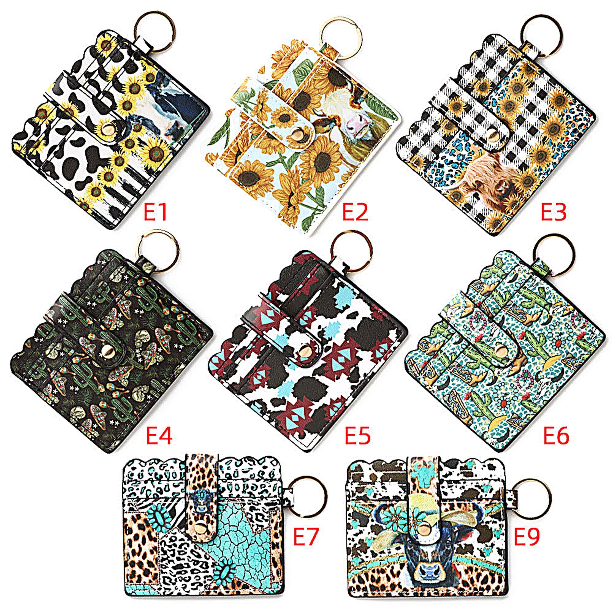 PU Card Holder Keychain Multi Patterned